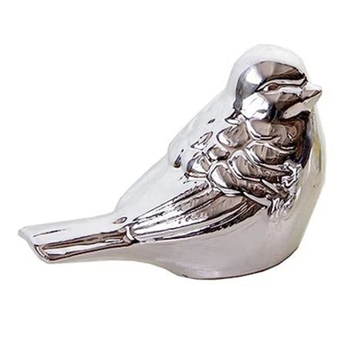Elegante Ceramica Uccello Statuette Per Casa & Ufficio Decorazione Color Argento - Immagine 1 di 4