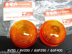 Suzuki RV50 RV200 GSF250 GSF400 Signal Light Lens x2 NOS Light Cover 35612-37D00 - Picture 1 of 3