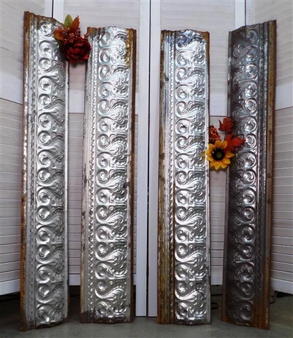 4 Ceiling Tin Panels, Vintage Reclaimed Molding Architectural Salvage A47 Cover