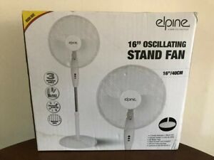 16" STAND Fan COOLING Oscillating ELPINE WHITE 3 SPEEDS OFFICE Round Base NEW