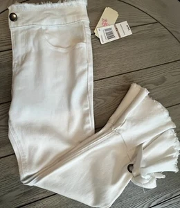 GB Girls White Flare Jeans with Ruffle Frayed Hem Moonlight Blossom-Size 12 -NWT - Picture 1 of 8