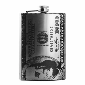 8oz 100 Dollar Bill Stainless Steel Flask - Picture 1 of 1
