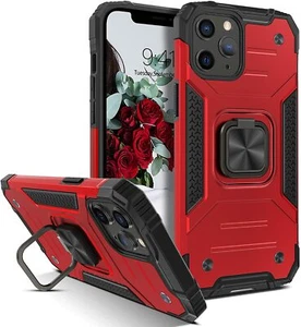 Coque iPhone 12 Pro Max 6,7" Qualité Armure avec Support Anneau Rotatif Coque Rigide - Rouge - Photo 1 sur 8