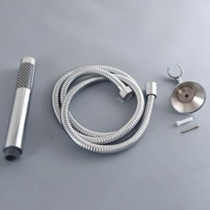 Silver Colour Round Microphone Style Shower head with 1.5m Shower hose Bracket - Picture 1 of 7