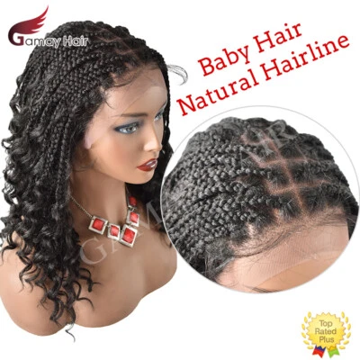 Lace Front Cornrow Hand Braided Lightweight Glueless Women Wig Synthetic Wavy US - Image 1 of 4