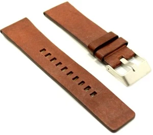 24mm Brown Genuine Leather Smooth Square Flat Quality Watch Band Strap - Picture 1 of 3