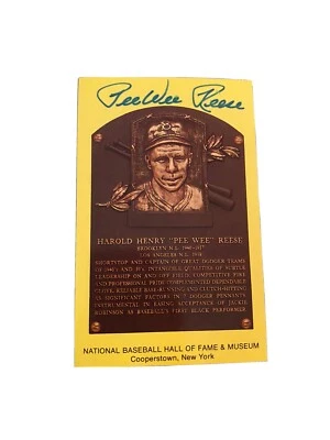 Pee Wee Reese JSA Coa Signed Gold HOF Plaque Autograph - Image 1 of 4