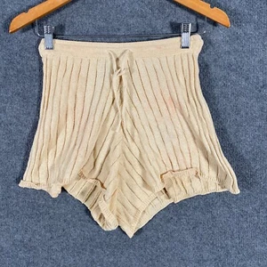Nude Lucy Shorts Womens XS Beige Hot Pants Coastal Ribbed Knit Boho Gypsy 9U - Picture 1 of 15