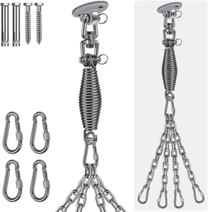 Boxsackaufhänger mit Ketten und Feder - 360° Dreh Schwenkhaken - Edelstahl - Bild 1 von 12