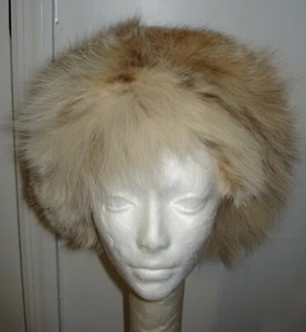 Gorgeous White Spotted Fox Fur Hat / Headband Size 22" FREE SHIPPING Excell Cond - Picture 1 of 4