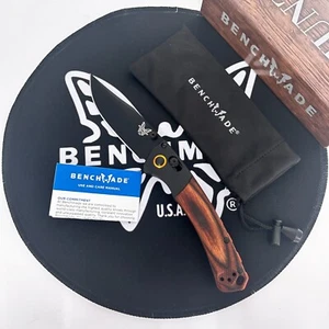 *🦋Benchmade 15085 Custom Black Mini Crooked River S30V 3.4'' Wood Folding Knife - Picture 1 of 10