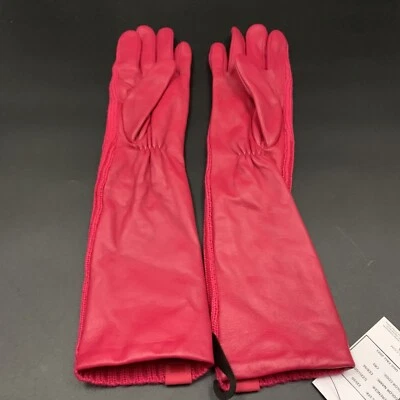 UGG LEATHER LONG GLOVE WOMENS M CONDUCTIVE TECH KNIT WOOL BLEND ~ CERISE  - Image 1 of 4
