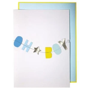 Oh Baby Boy Garland Card Celebration Greetings Congratulation New Born Parents - Picture 1 of 3
