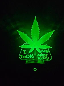 Pot Leaf Color Changing Plug In The Wall Night Light Made In U.S.A - Picture 1 of 19