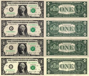 USA - United State of America Lotto 4x1 Dollar A/D/I/J FDS - UNC - Zdjęcie 1 z 1