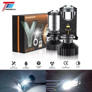 2PCS Y6 H4 Bi-LED LED Projector Lens Hi-Lo Beam 12000LM Headlight Bulb Mini LED - Picture 1 of 17