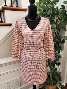 Nine West Womens Brown Polyester Long Sleeve V Neck Sheath Dress Size Medium - Picture 1 of 14