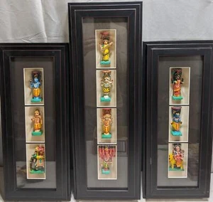 10 India Folk Art 3" Carved Wood Hindu God Goddess Figures in Shadow Box Frames - Picture 1 of 23