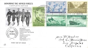 1946 FDC, #929, 934-936, 939, 3c U.S. Armed Forces, Fluegel Cover M-7 - Bild 1 von 1