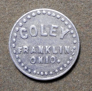 Franklin, Ohio, Coley Good For 5c In Trade. Aluminum, 19mm - Picture 1 of 2