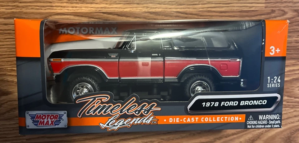 Ford Bronco Ranger XLT 1978 coche modelo diecast 1/24 negro y rojo de Motormax 79371 Foto 1 de 1