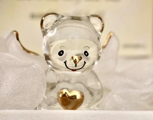 Lovinbox Hand Sculpted Glass 22kt Gold Trim BEAR ,"Heart of Gold" figurine - Picture 1 of 4