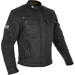 Oxford Hardy Wax Cotton Motorcycle Motorbike Jacket - Black - Picture 1 of 6