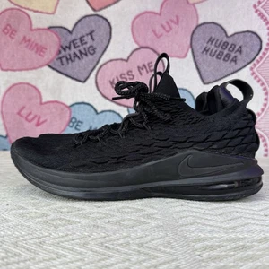 Size 10.5 - Nike Lebron 15 XV Low Triple Black AO1755 004 Basketball Shoes Mens - Picture 1 of 9