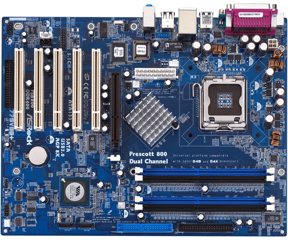 ASRock 775V88+ VIA PT880 Chipset AGP DDR SOCKET LGA 775 ATX Motherboard - Image 1 of 1