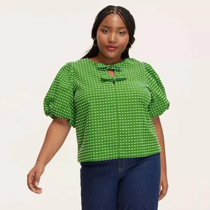 Women's Textured Polka Dot Puff Short Sleeve Blouse - kate spade new - Picture 1 of 23