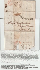1795? PORTSMOUTH PMK PART LETTER WILLIAM CORNWALLIS YOUNG TO CHAS HAMILTON NAVAL - Picture 1 of 3