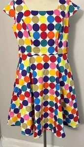 PUKAVT Damen Retro 1950 Party Swing Cocktailkleid Regenbogen gepunktet Gr. XL - Bild 1 von 14