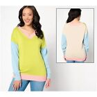 Belle by Kim Gravel Pop of Color Block Sweater Chartreuse Womens Size 2X Cozy