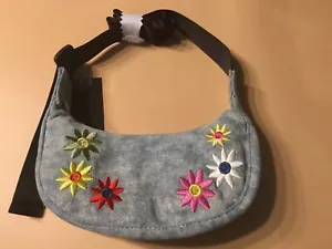 NWT Crossbody Mini Shoulder Bag Blue Denim Floral Embroidery NoBo - Picture 1 of 6