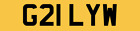 GILLIE PRIVATE NUMBER PLATE G21 LYW CHERISHED REG PLATE GILLIAN W GILLEY GILLY