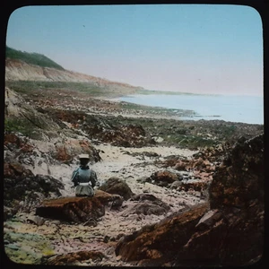 Photo ISLE OF MAN GARWICK BEACH AND BAY Magic Lantern Slide C1890 IOM ANTIQUE - Foto 1 di 5