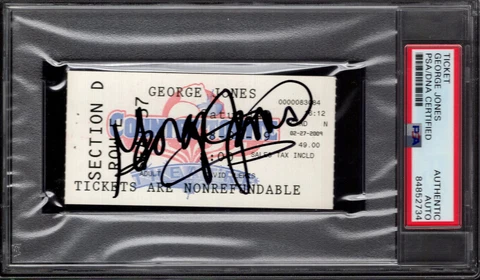 GEORGE JONES HAND SIGNED CONCERT TICKET     COUNTRY MUSIC LEGEND    PSA SLABBED Cover