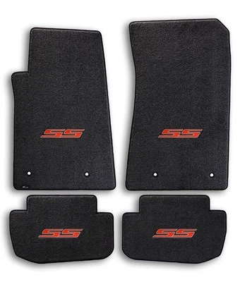 2010-2015 Chevrolet Camaro 4pc Black Carpet Floor Mats with Red SS Logo - Image 1 of 4