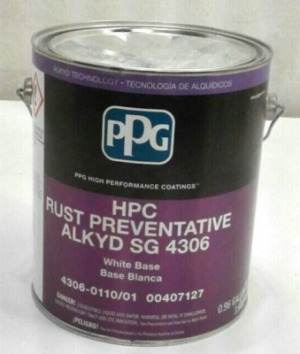 PPG 4306-0110/01 HPC Rust Preventative Alkyd SG 4306 White Base 1 Gallon - Image 1 of 4