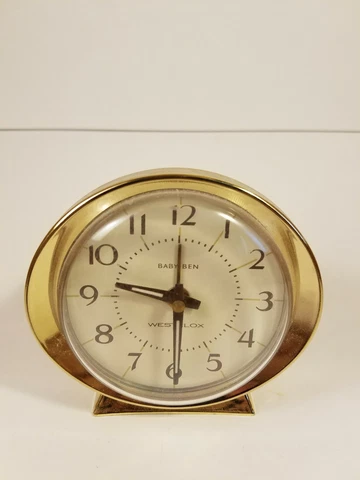 Vintage Alarm Clock. Westclox Brand”Baby Ben”. Brass And Plastic. Working Cover