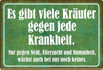 Blechschild 20x30cm gewölbt Es gibt viele Kräuter Deko Geschenk Schild