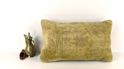 Kilim Pillow Cover 12x20 Turkish Handmade Vintage Couch Lumbar Cushion  A2247 - Image 1 of 3