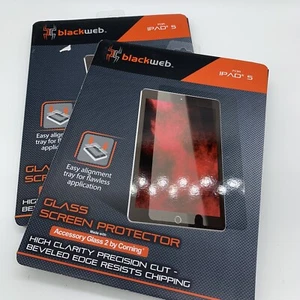 NEW LOT OF 2 Blackweb iPad 5 Glass Screen Protectors High-Clarity Resists Chips - Picture 1 of 6
