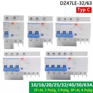 10-63A 2,3,4 Polig 1P+N 3P+N FI/LS Schalter RCD RCBO Leitungsschutzschalter DZ47 - Bild 1 von 13
