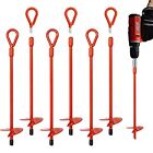 MAXCCINO 6 Pack 15" Ground Anchors Screw in with Drill Heavy Duty 3" Wide Hel...
