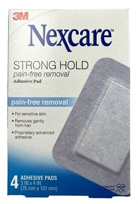 Almohadilla adhesiva Nexcare STRONG HOLD eliminación sin dolor 4ct Foto 1 de 2