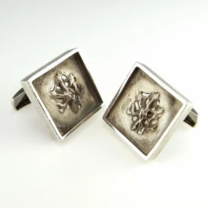 Vintage Silver Cufflinks with Box Unique Mens Cuff Links - Picture 1 of 5