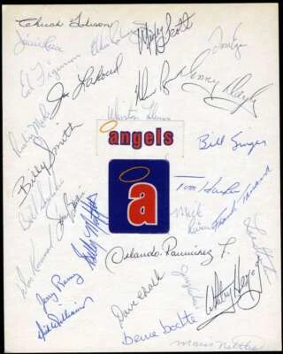 1975 Angels Team Sheet Signed 29 JSA Loa Nolan Ryan Whitey Herzog Dick Williams - Image 1 of 2
