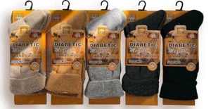 3-6 Pairs Men's Diabetic Loose Top Merino Lamb Wool Outdoor Socks 2.4TOG UK 6-11 - Picture 1 of 11