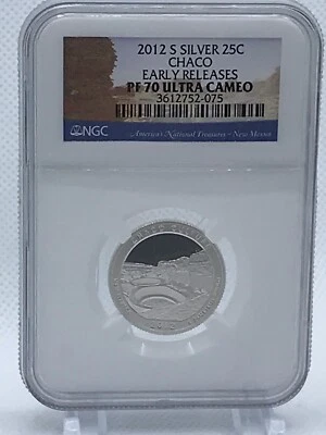 2012 S 25c Chaco Early Release Silver Quarter NGC PF 70 UCAM - Image 1 of 2